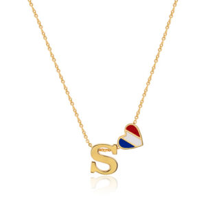 Heart Shaped French Flag Heart Initial Pendant – PND-014