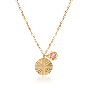 Union Jack Disc Birthstone Pendant – PND-008