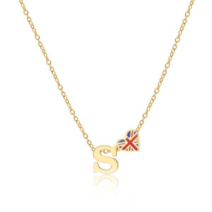 Heart Shaped UK Flag Initial Pendant – PND-009