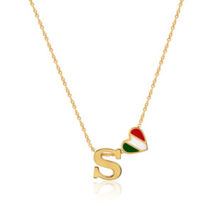 Heart Shaped Italian flag Initial Pendant – PND-020